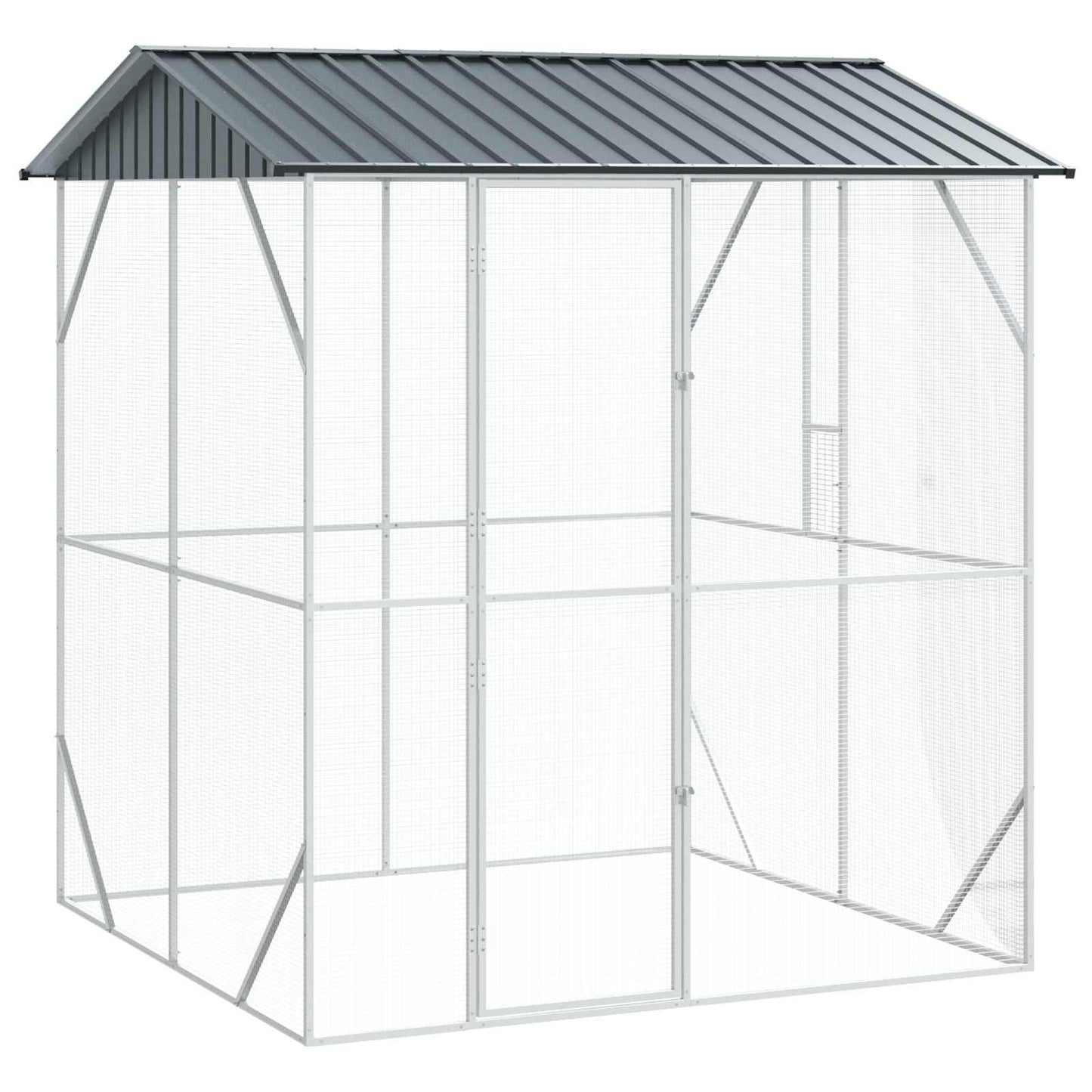 Jaula Para Aves Antracita 227 X 112 X 141 Cm Acero Galvanizado