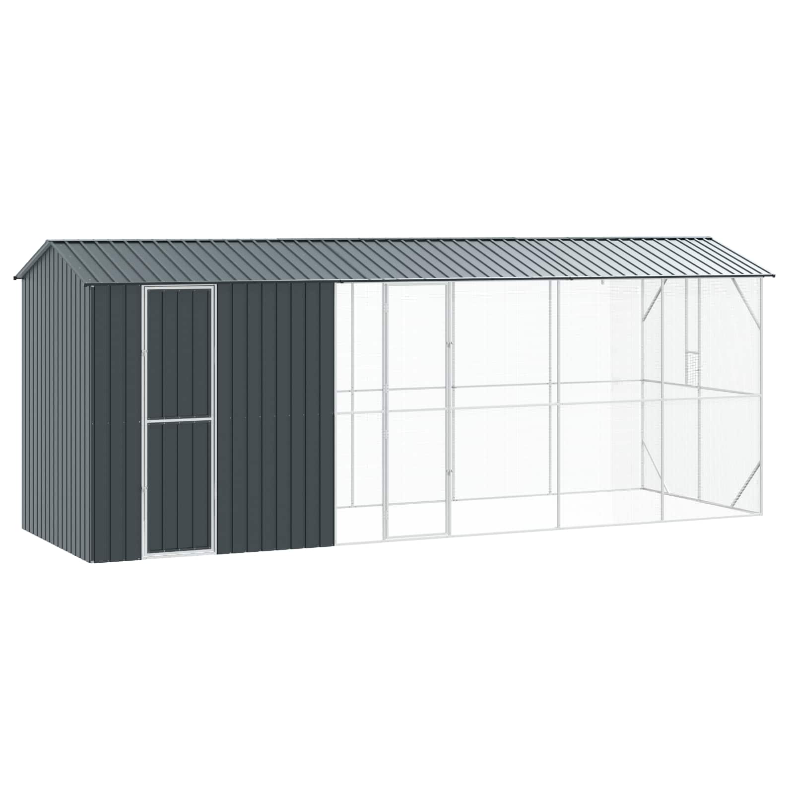 Jaula Para Aves Antracita 860 X 310 X 247 Cm Acero Galvanizado