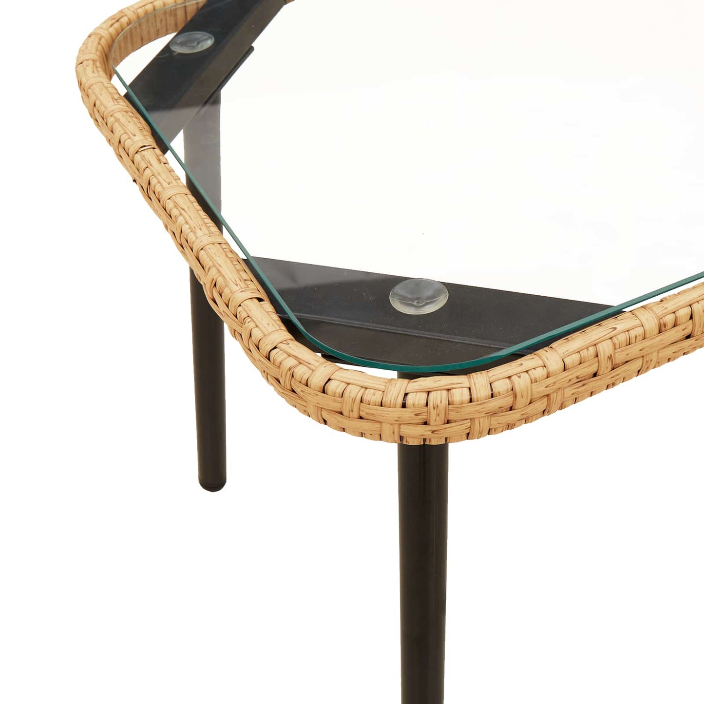 Mesa De Café Marrón Y Negro 90 X 45 X 43 Cm Ratán Sintético
