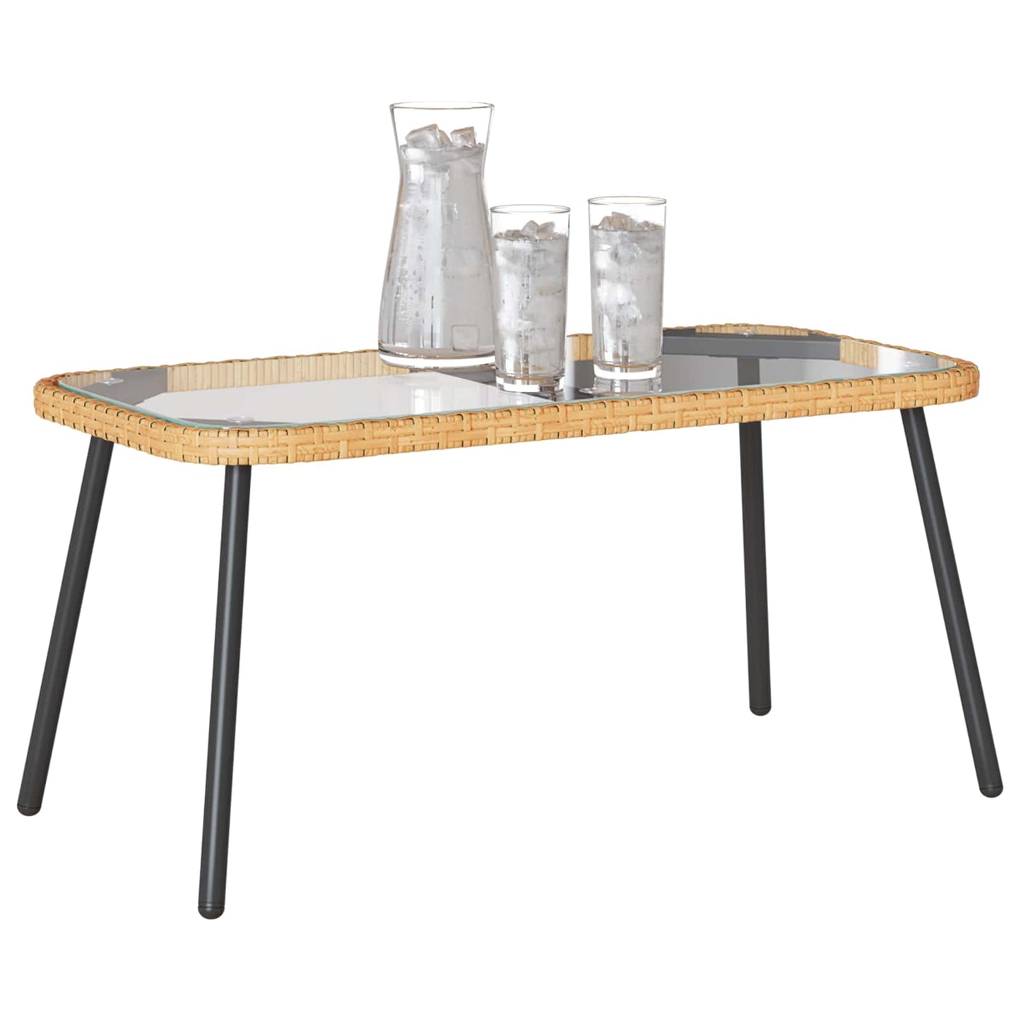 Mesa De Café Marrón Y Negro 90 X 45 X 43 Cm Ratán Sintético
