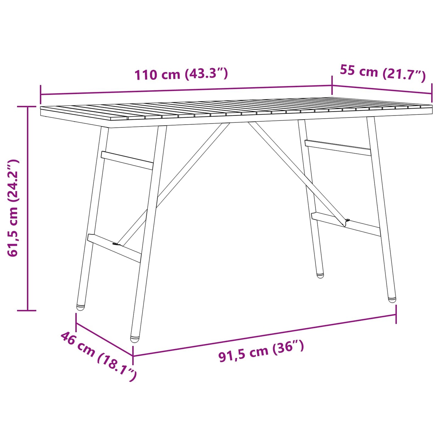 Mesa De Comedor Marrón 110 X 55 X 61,5 Cm