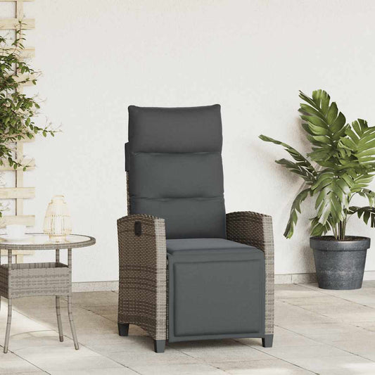 Silla De Jardín Reclinable Con Mesa Auxiliar Ratán