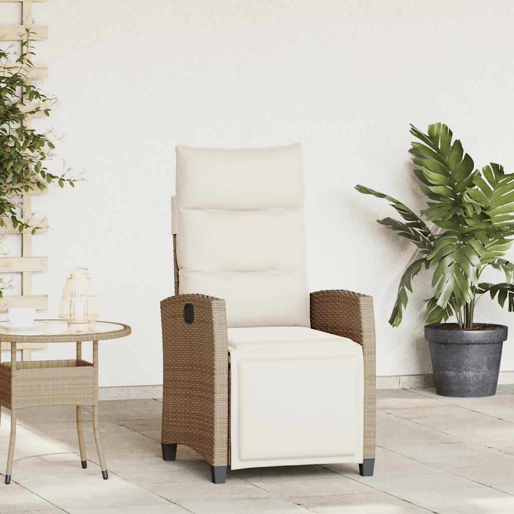 Silla De Jardín Reclinable Con Mesa Auxiliar Ratán