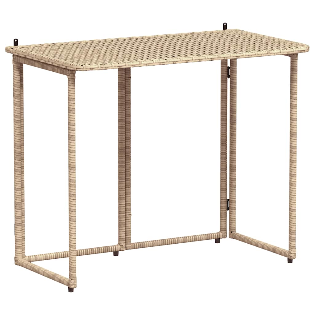 Mesa De Jardín Plegable Ratán Sintético 90X51X75 Cm