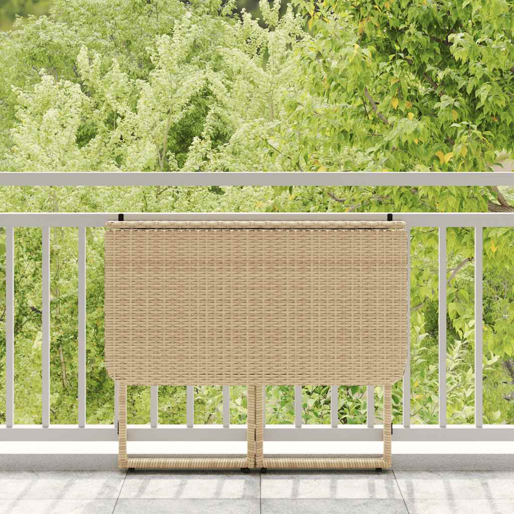 Mesa De Jardín Plegable Ratán Sintético 90X51X75 Cm