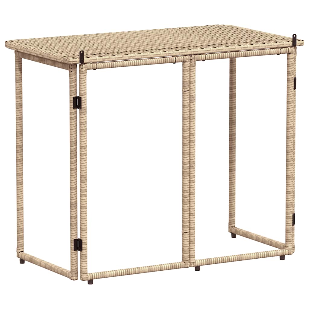 Mesa De Jardín Plegable Ratán Sintético 90X51X75 Cm