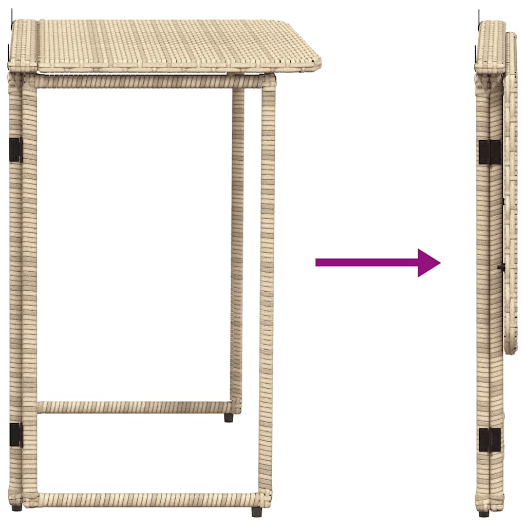 Mesa De Jardín Plegable Ratán Sintético 90X51X75 Cm