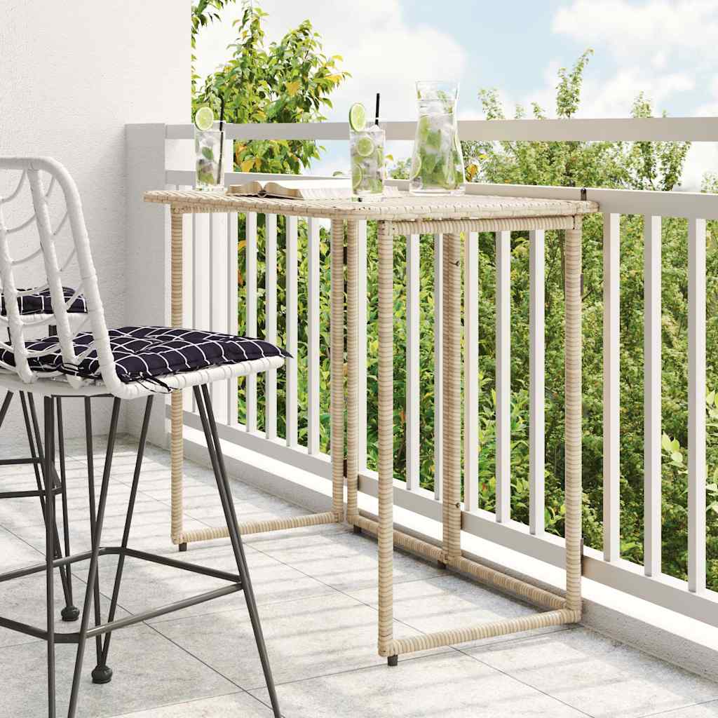 Mesa De Jardín Plegable Ratán Sintético 90X51X75 Cm