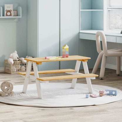 Mesa Infantil Con Bancos  "Irun" 90X79,5X50 Cm Madera Maciza
