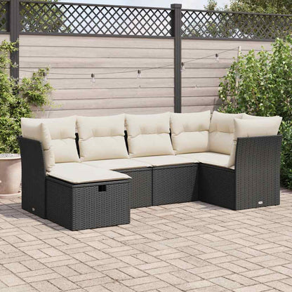 Set Sofás De Jardín 7 Piezas Y Cojines Ratán Sintético Beige