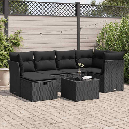 Set Sofás De Jardín 7 Piezas Y Cojines Ratán Sintético Beige