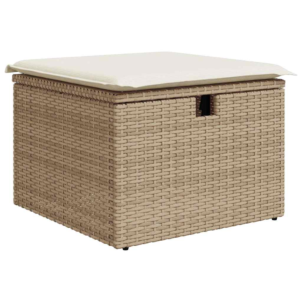 Set Sofás De Jardín 7 Piezas Y Cojines Ratán Sintético Beige