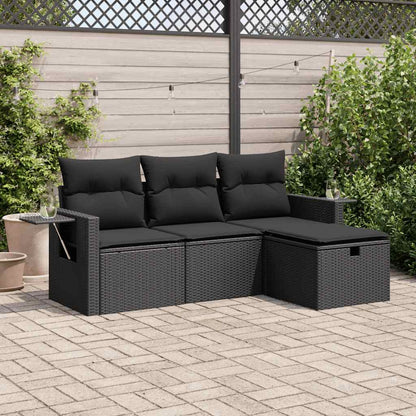 Set De Sofás De Jardín 4 Pzas Y Cojines Ratán Sintético