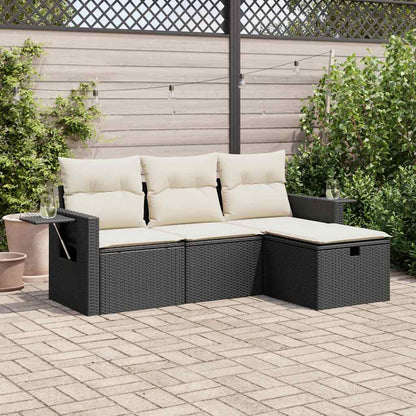 Set De Sofás De Jardín 4 Pzas Y Cojines Ratán Sintético