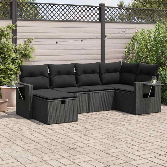 Set De Sofás De Jardín 6 Piezas Y Cojines Ratán Sintético