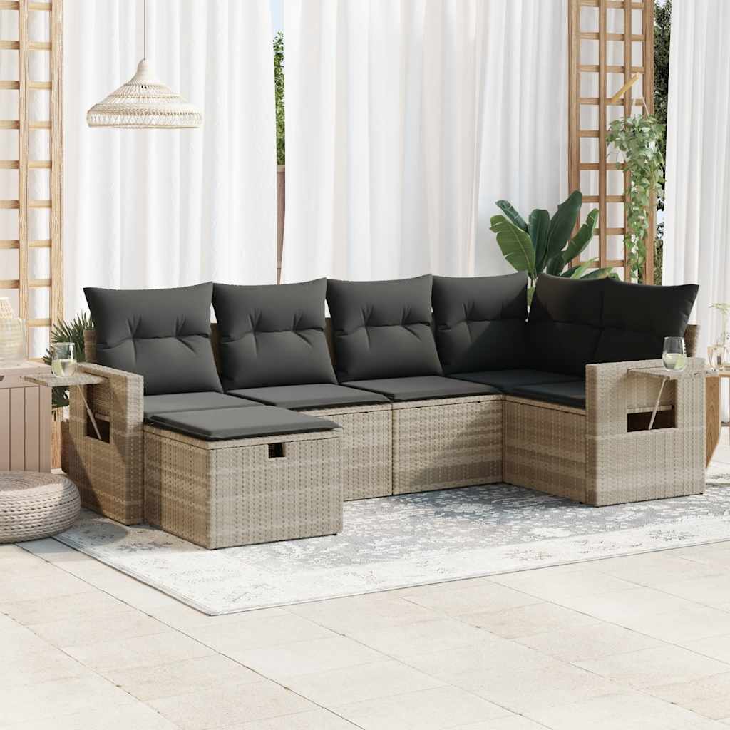 Set De Sofás De Jardín 6 Piezas Y Cojines Ratán Sintético
