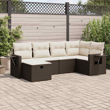 Set De Sofás De Jardín 6 Piezas Y Cojines Ratán Sintético