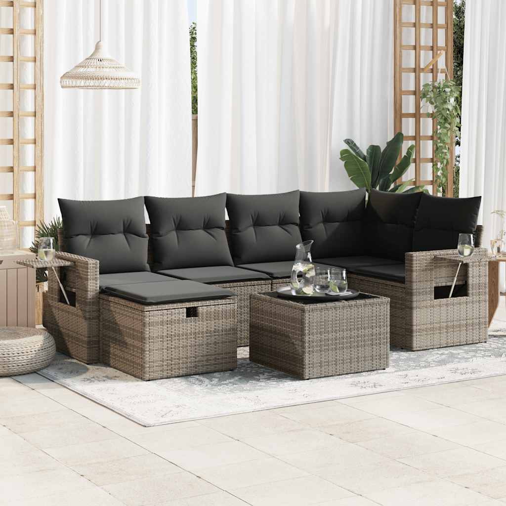 Set De Sofás De Jardín 6 Piezas Y Cojines Ratán Sintético