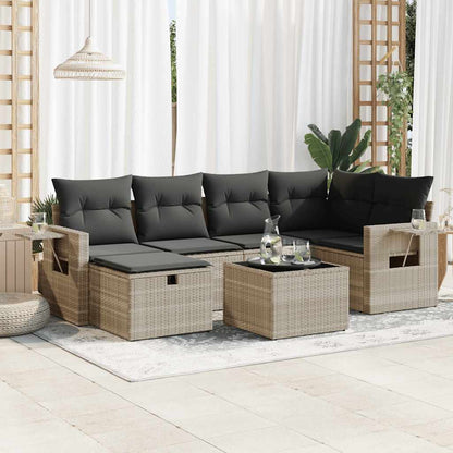 Set De Sofás De Jardín 6 Piezas Y Cojines Ratán Sintético