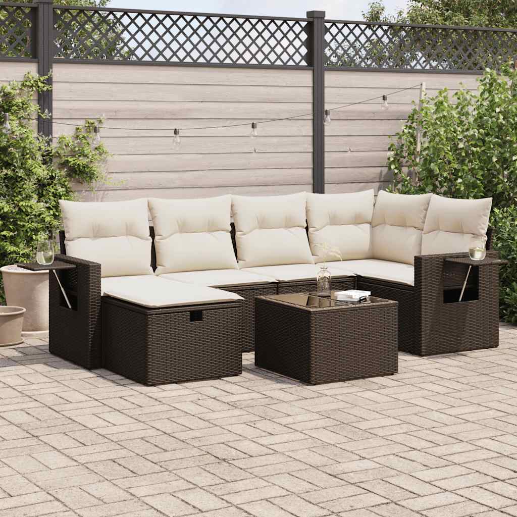 Set De Sofás De Jardín 6 Piezas Y Cojines Ratán Sintético