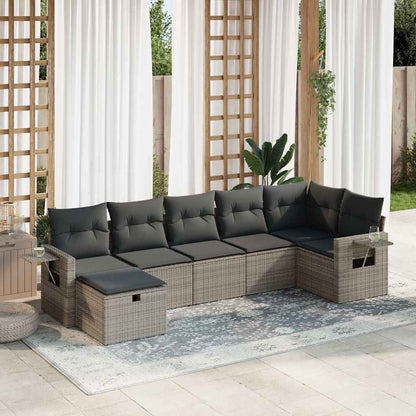 Set De Sofás De Jardín 7 Pzas Con Cojines Ratán Sintético