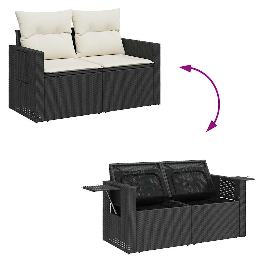 Set De Sofás De Jardín Y Cojines 8 Piezas Ratán Sintético Negro