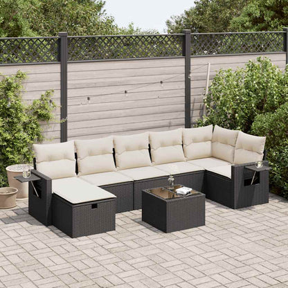 Set De Sofás De Jardín Y Cojines 8 Piezas Ratán Sintético Negro