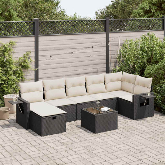 Set De Sofás De Jardín Y Cojines 8 Piezas Ratán Sintético Negro
