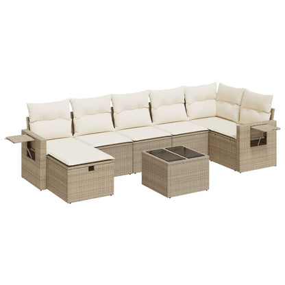 Set De Sofás De Jardín Y Cojines 8 Piezas Ratán Sintético Beige