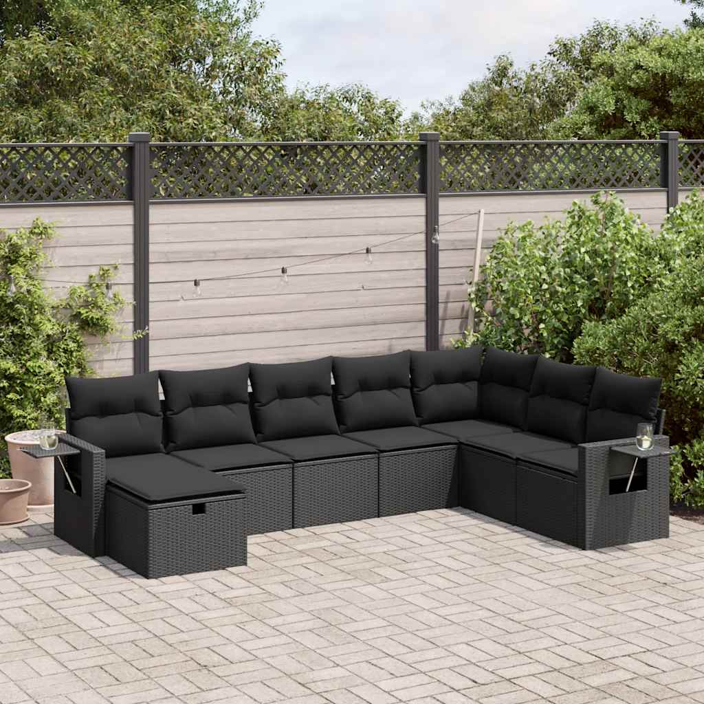 Set De Sofás De Jardín Con Cojines 9 Pzas Ratán Sintético Beige