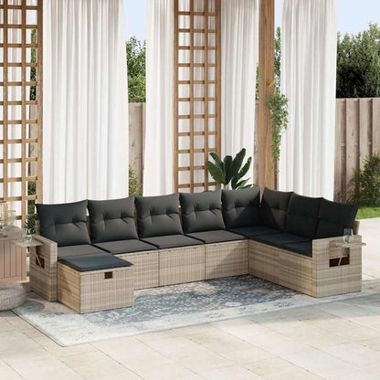 Set De Sofás De Jardín Con Cojines 9 Pzas Ratán Sintético Beige