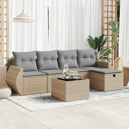Set De Sofás De Jardín 6 Piezas Y Cojines Ratán Sintético