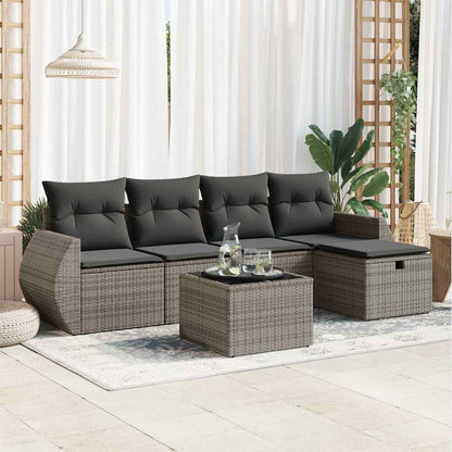 Set De Sofás De Jardín 6 Piezas Y Cojines Ratán Sintético