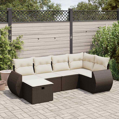 Set De Sofás De Jardín 7 Pzas Con Cojines Ratán Sintético Negro