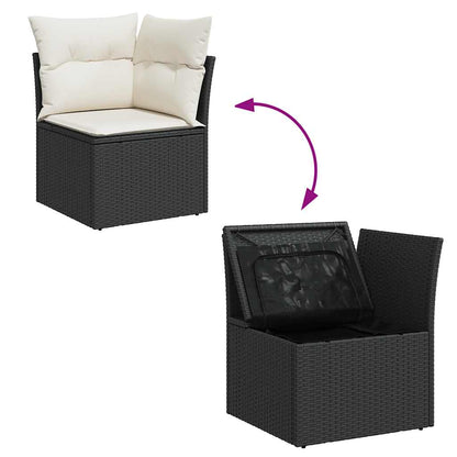 Set De Sofás De Jardín 7 Pzas Con Cojines Ratán Sintético Negro