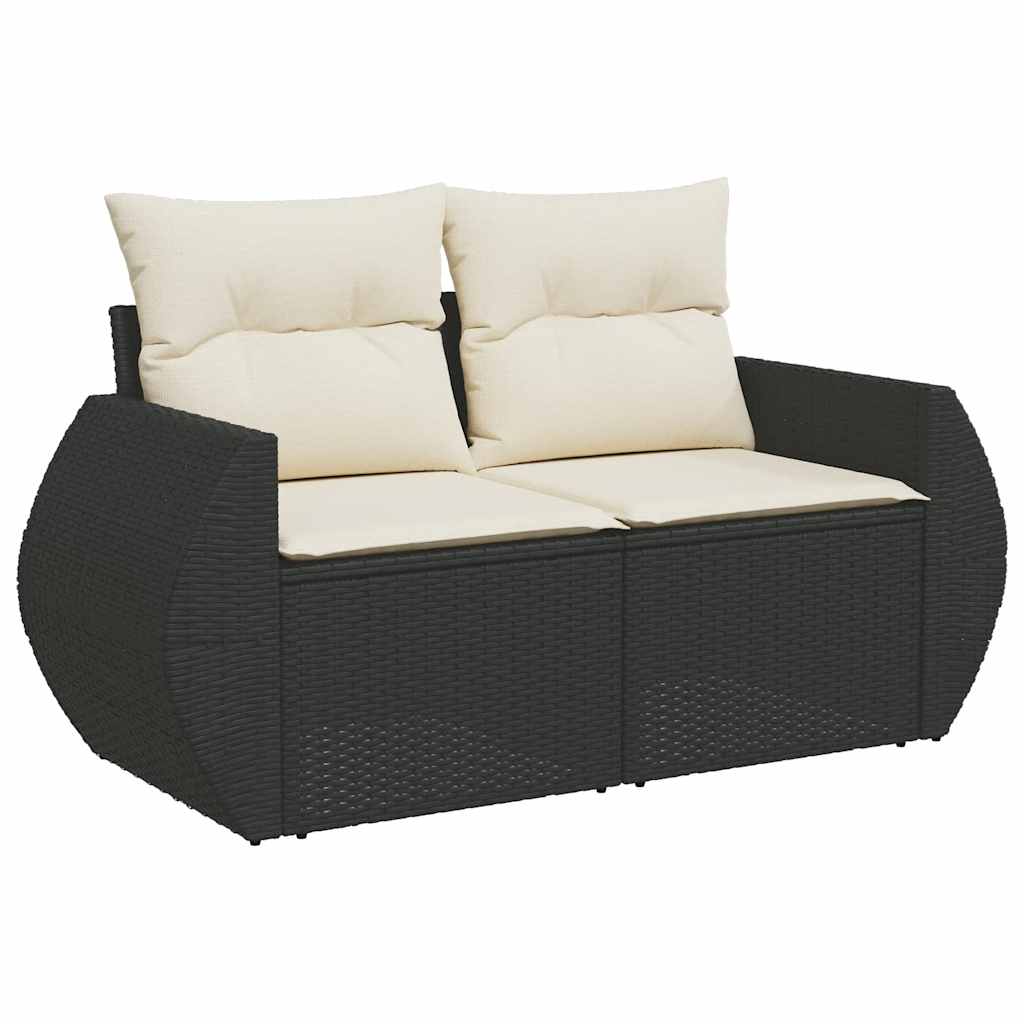 Set De Sofás De Jardín 7 Pzas Con Cojines Ratán Sintético Negro