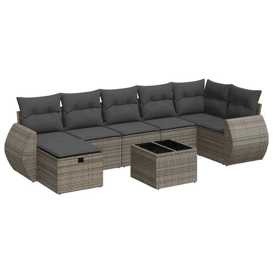 Set De Sofás De Jardín Y Cojines 8 Piezas Ratán Sintético