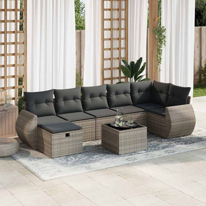 Set De Sofás De Jardín Y Cojines 8 Piezas Ratán Sintético