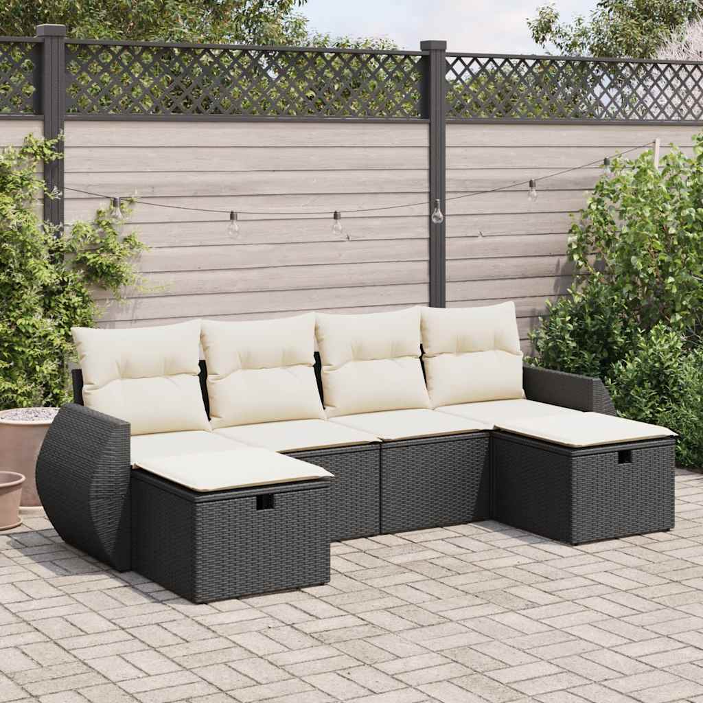 Set De Sofás De Jardín 6 Piezas Y Cojines Ratán Sintético