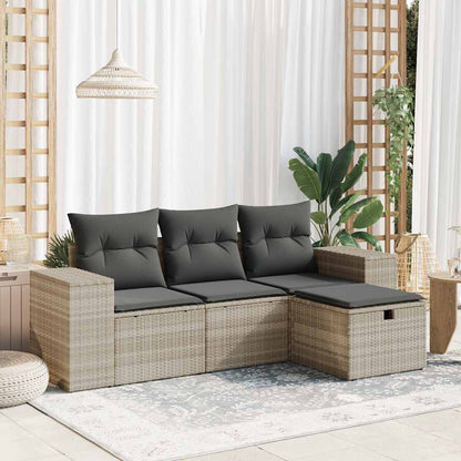 Set De Sofás De Jardín 4 Pzas Y Cojines Ratán Sintético