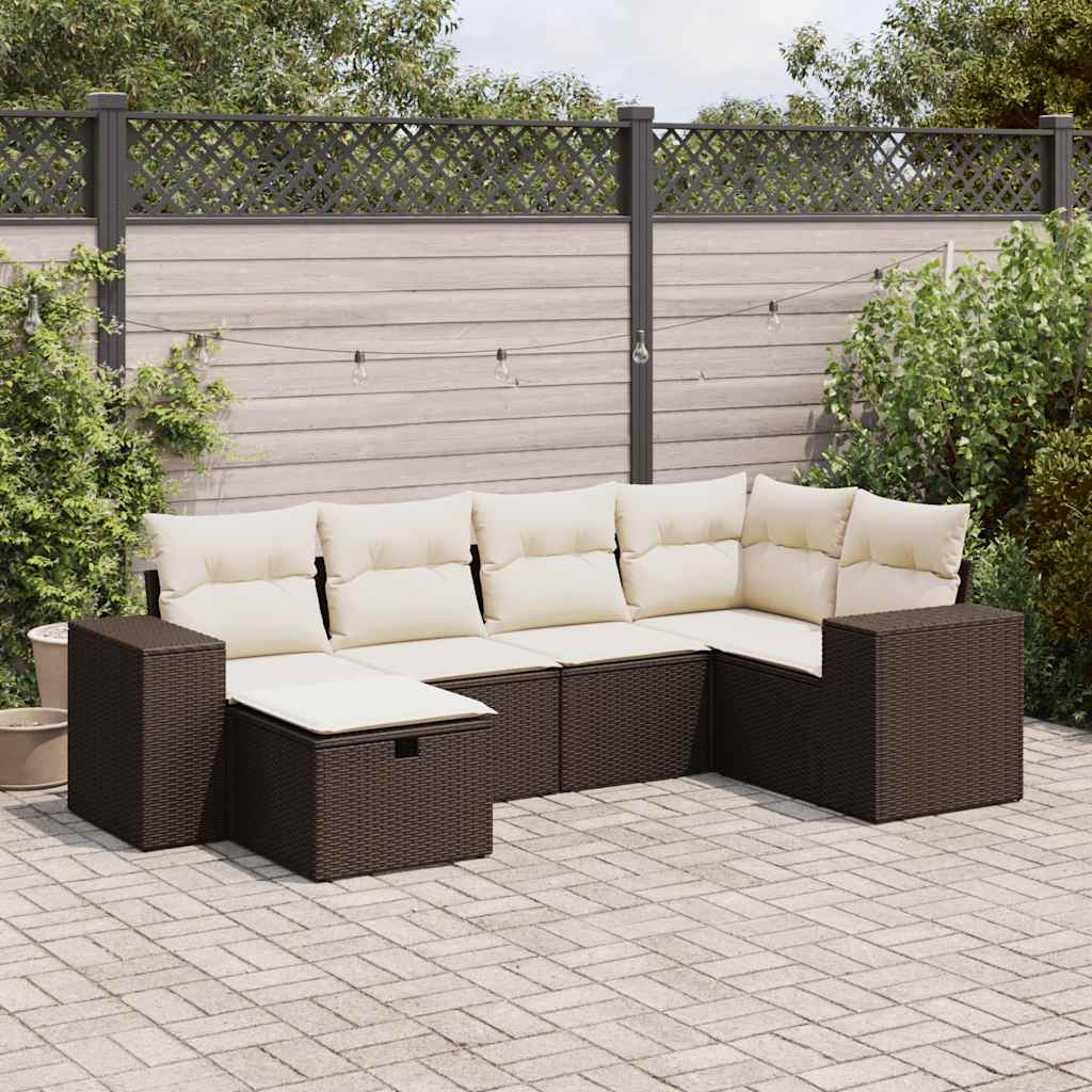Set De Sofás De Jardín 6 Piezas Y Cojines Ratán Sintético Negro