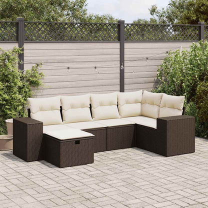 Set De Sofás De Jardín 6 Piezas Y Cojines Ratán Sintético Negro