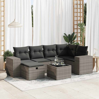 Set De Sofás De Jardín 6 Piezas Y Cojines Ratán Sintético Negro