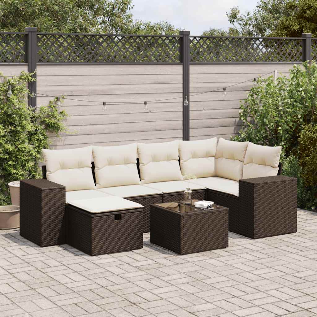 Set De Sofás De Jardín 6 Piezas Y Cojines Ratán Sintético Negro