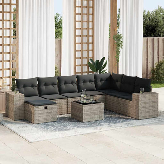 Set De Sofás De Jardín Con Cojines 9 Pzas Ratán Sintético