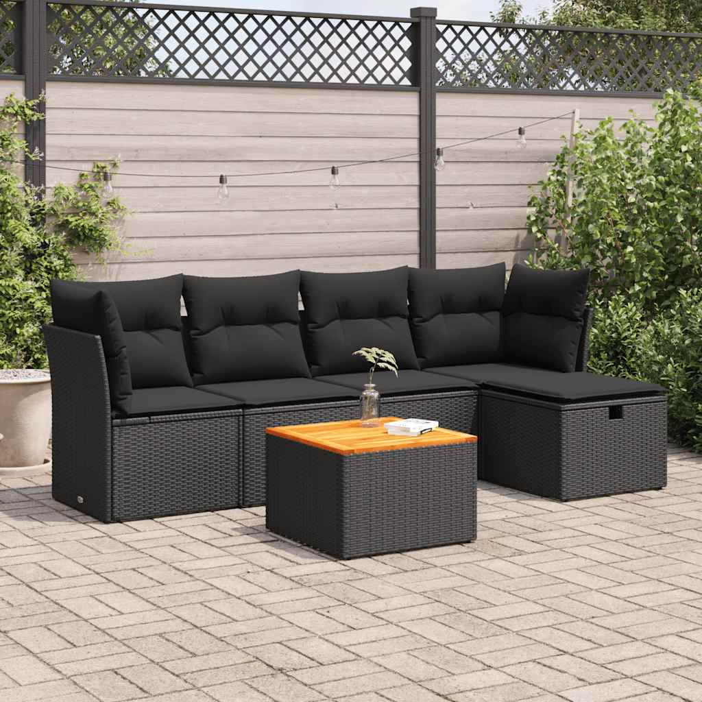 Set De Sofás De Jardín 6 Piezas Y Cojines Ratán Sintético