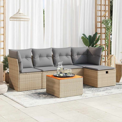 Set De Sofás De Jardín 6 Piezas Y Cojines Ratán Sintético