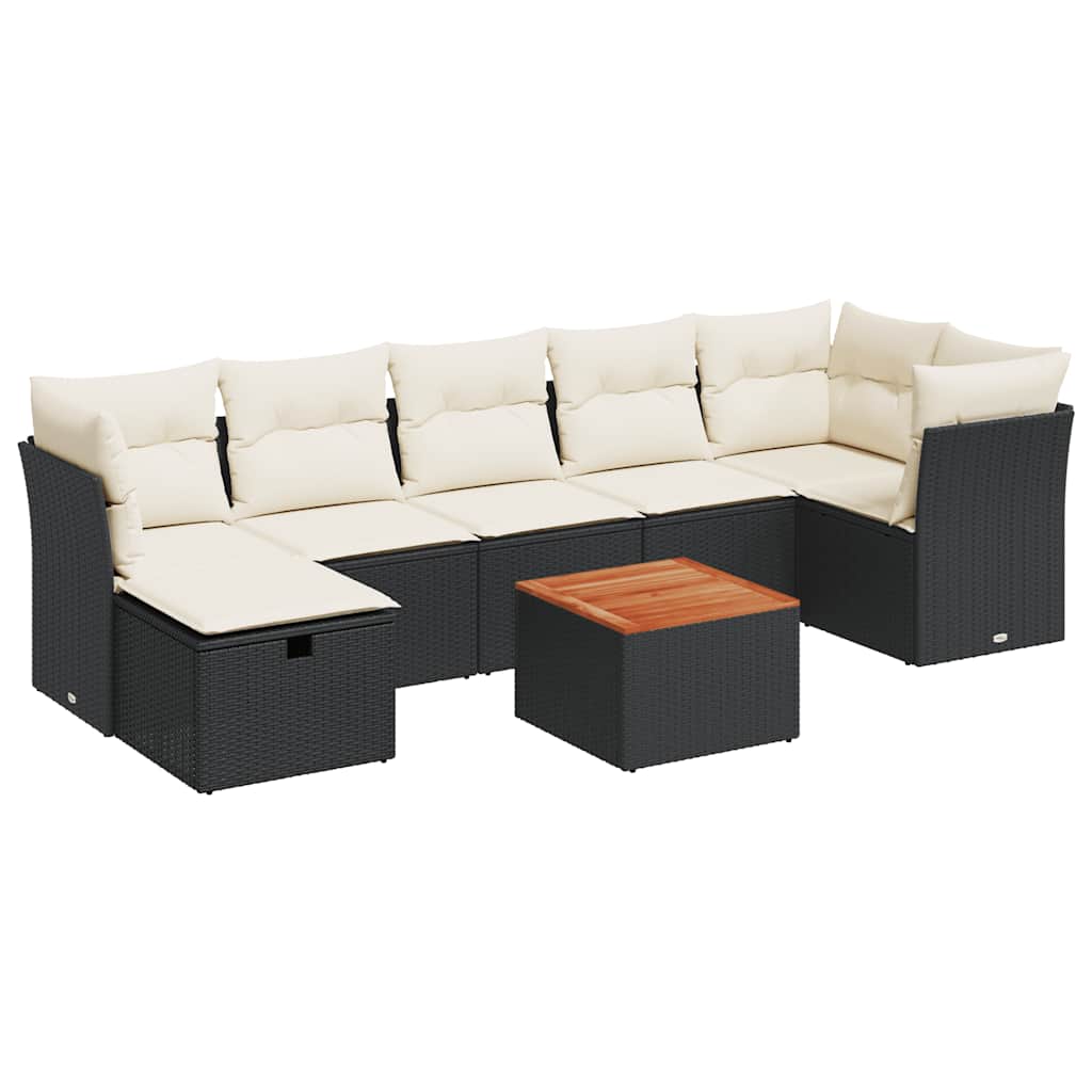 Set De Sofás De Jardín Y Cojines 8 Piezas Ratán Sintético Negro