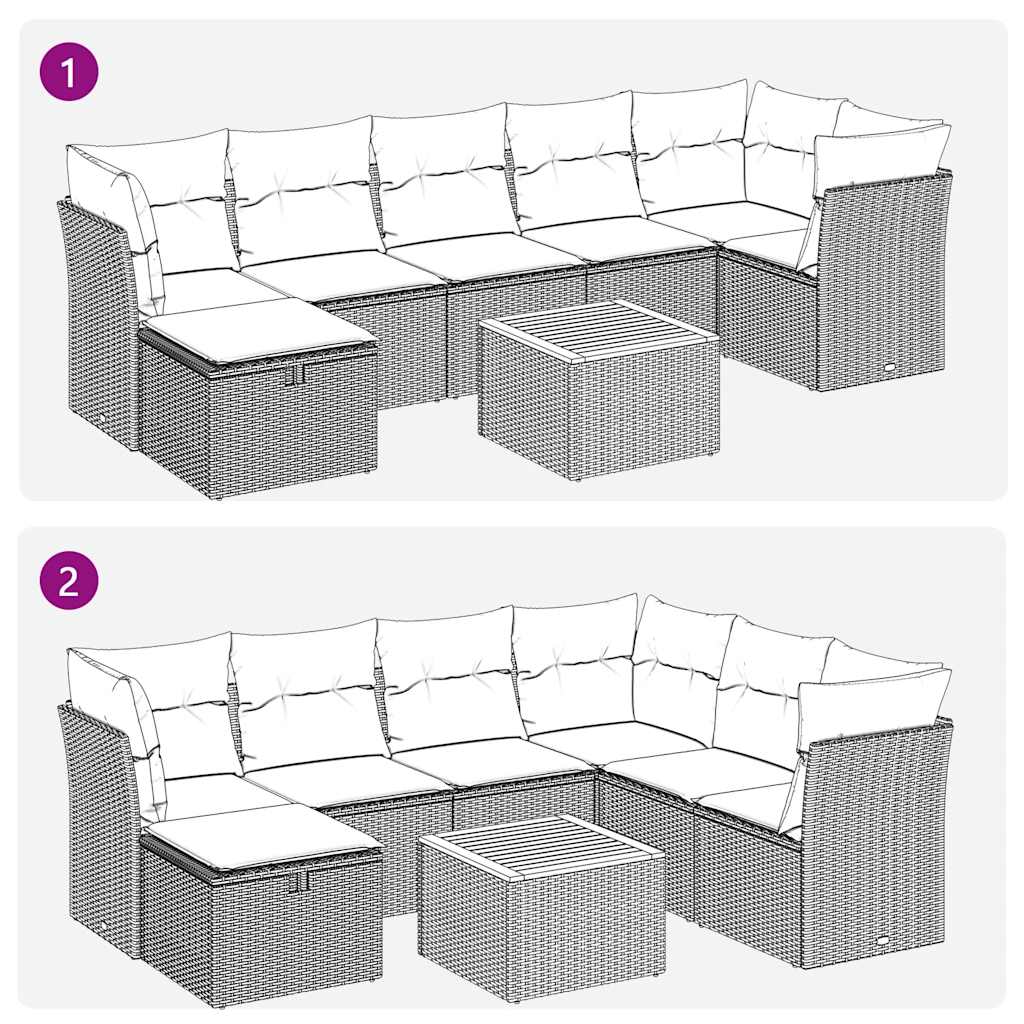 Set De Sofás De Jardín Y Cojines 8 Piezas Ratán Sintético Negro