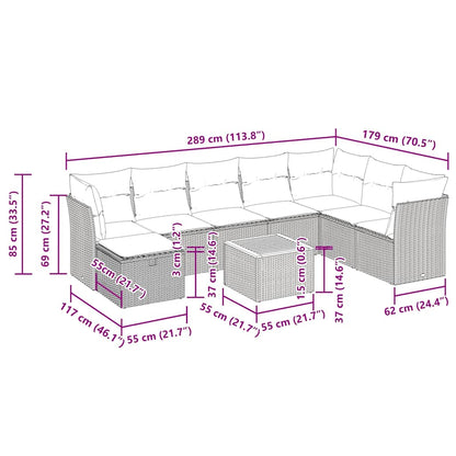 Set De Sofás De Jardín Con Cojines 9 Pzas Ratán Sintético